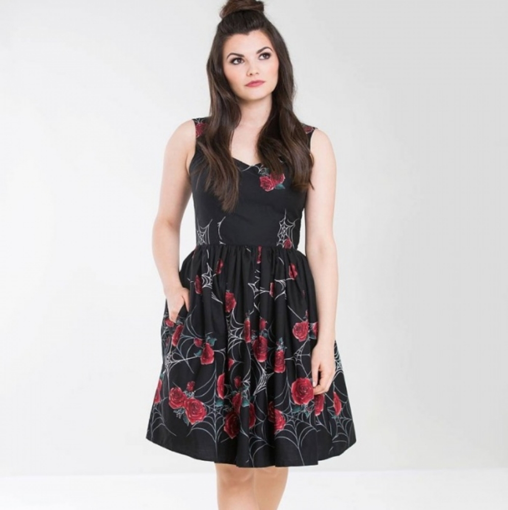 Hell Bunny Rose Spider Web "Sabrina" Dress